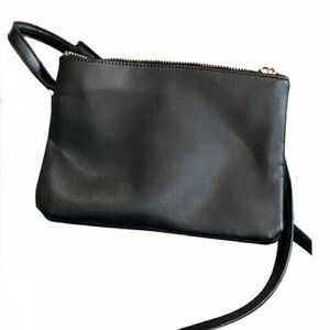 Elegant Black Leather like Crossbody Bag
